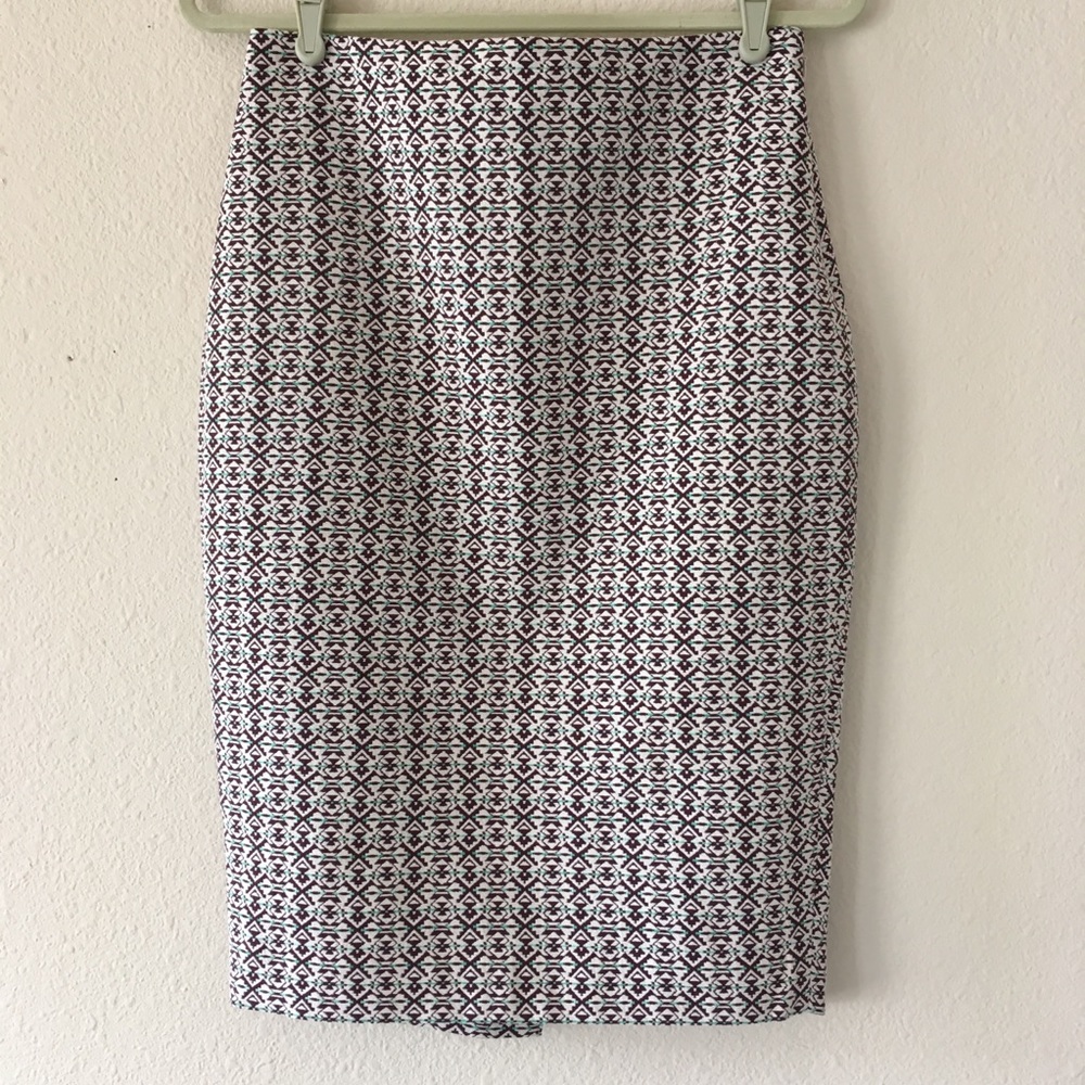 NWT The Limited Maroon & Mint Geo Weave Skirt